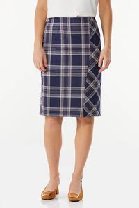 Navy Plaid Pull-On Skirt