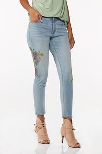 Petite Floral Detail Skinny Jeans