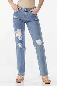Petite Lace Rip Repair Jeans