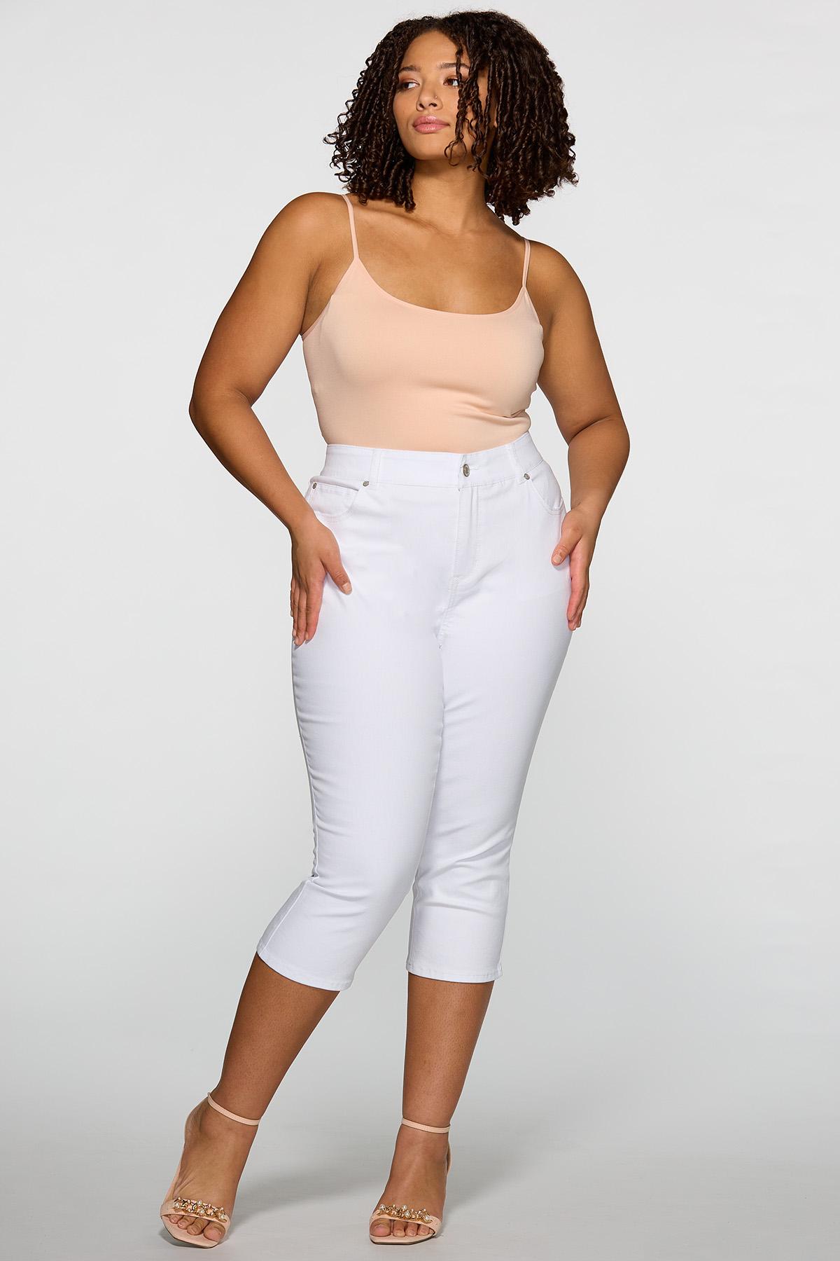 Plus Size Contour Curvy Cropped White Jeans