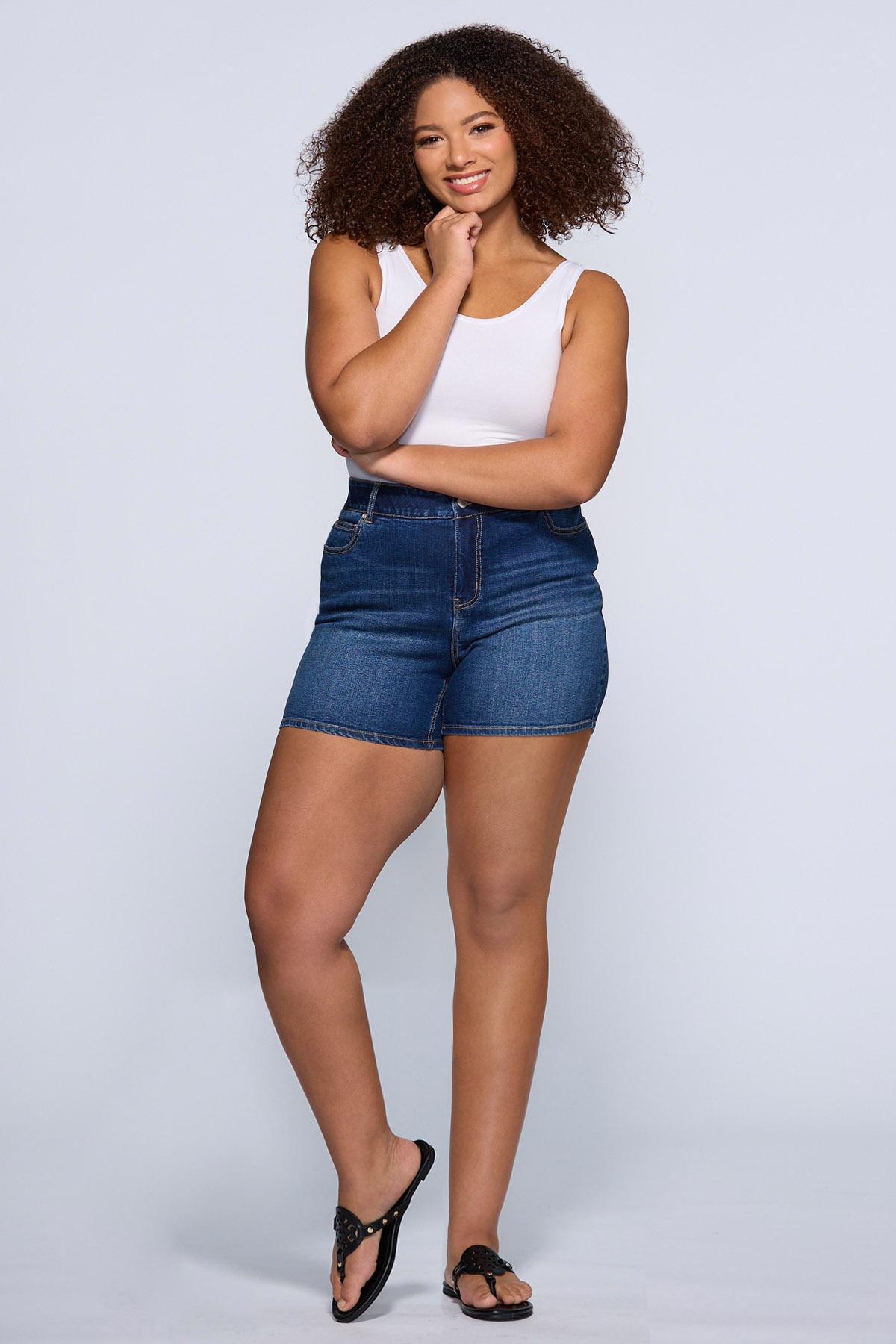 Plus Size Contour Denim Shorts