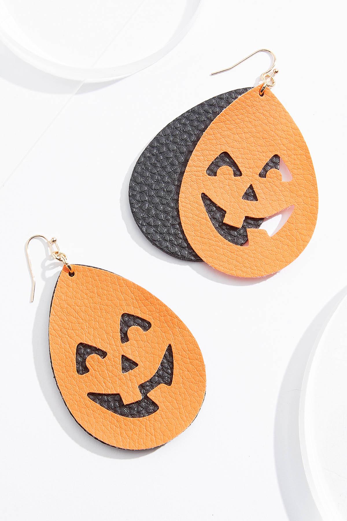 Faux Leather Pumpkin Earrings