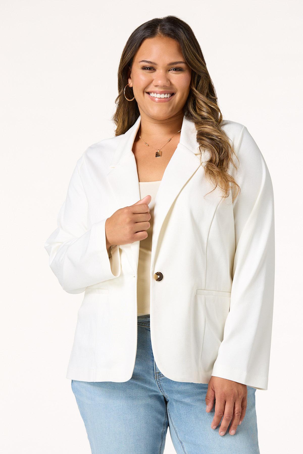 Plus Size Solid Ponte Blazer