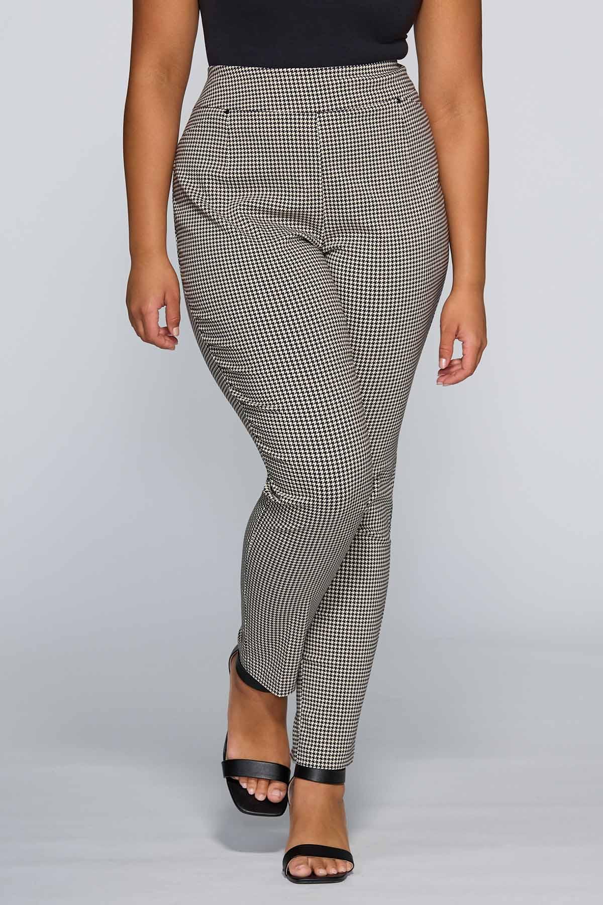 Plus Size Contour Houndstooth Pants