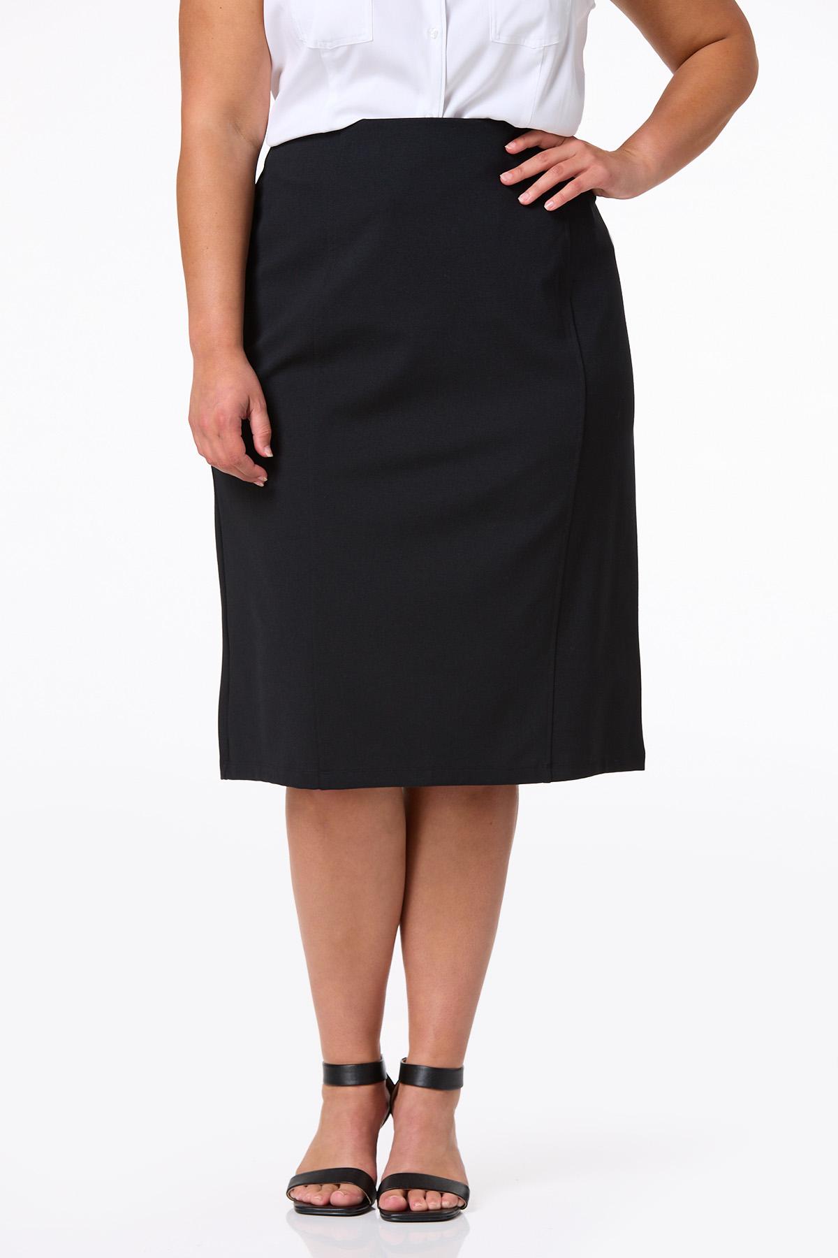 Plus Size Ponte Pull-On Pencil Skirt