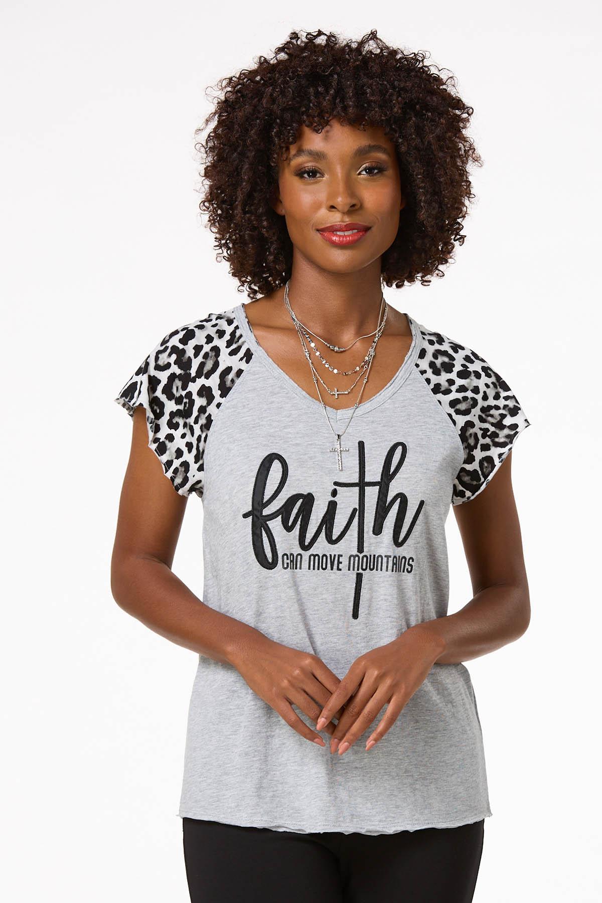 Faith Leopard Sleeve Tee