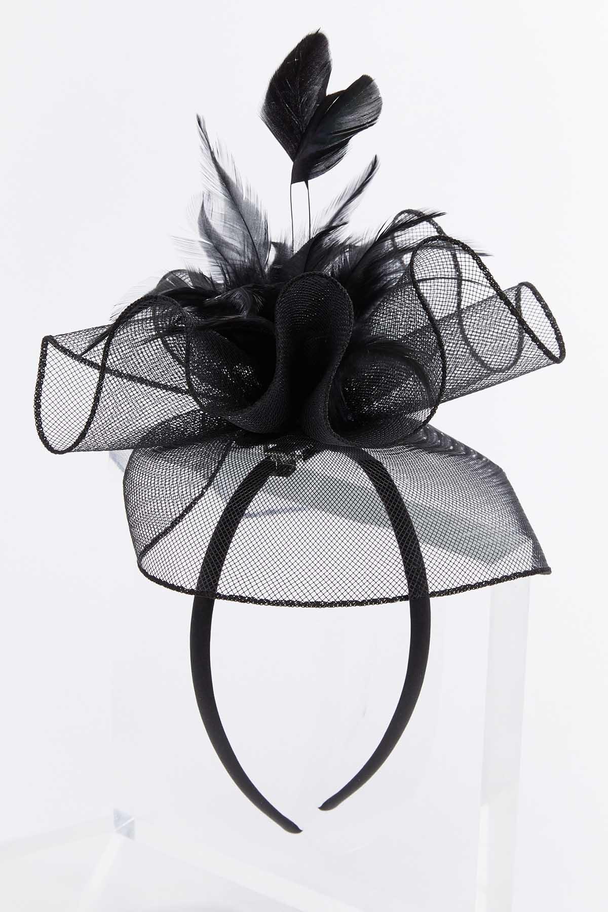 Black Feather Mesh Fascinator