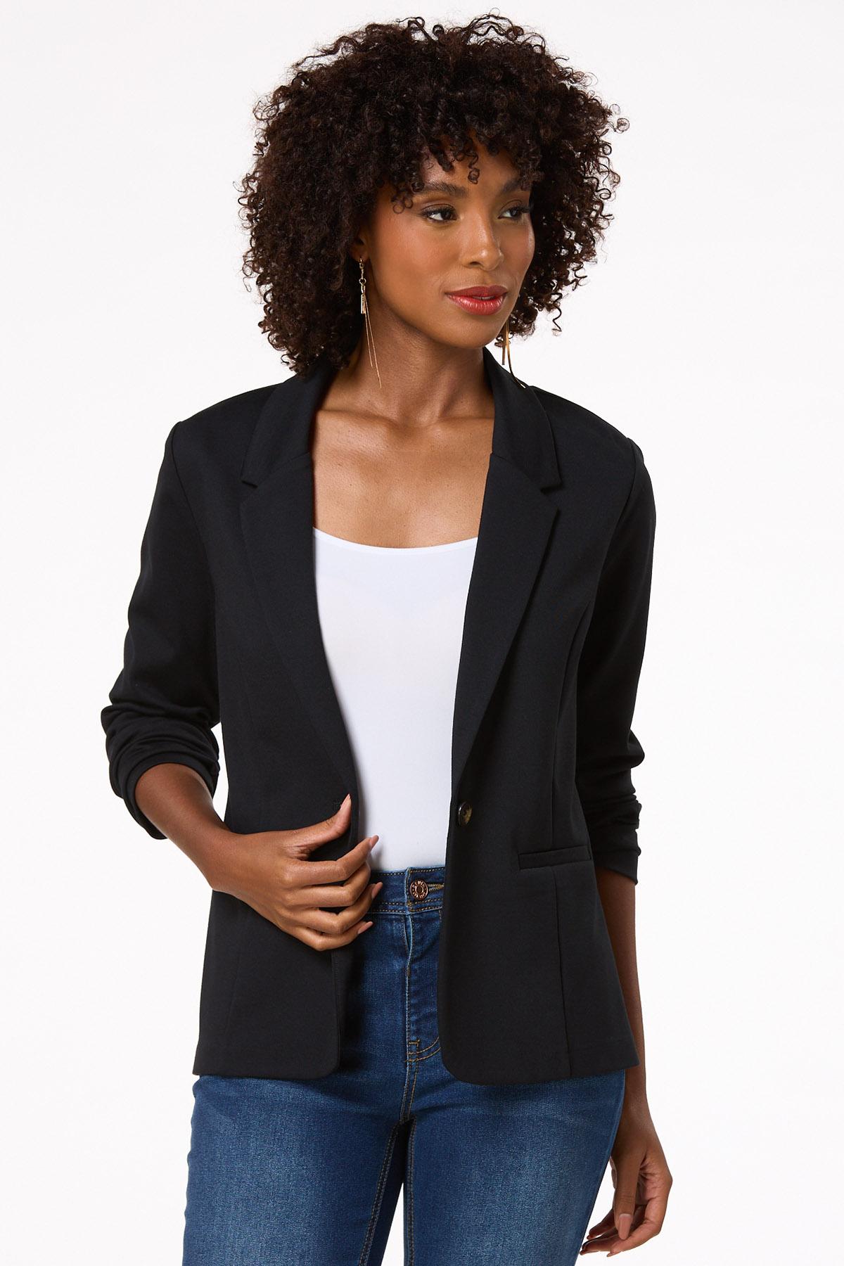 Petite Solid Ponte Blazer