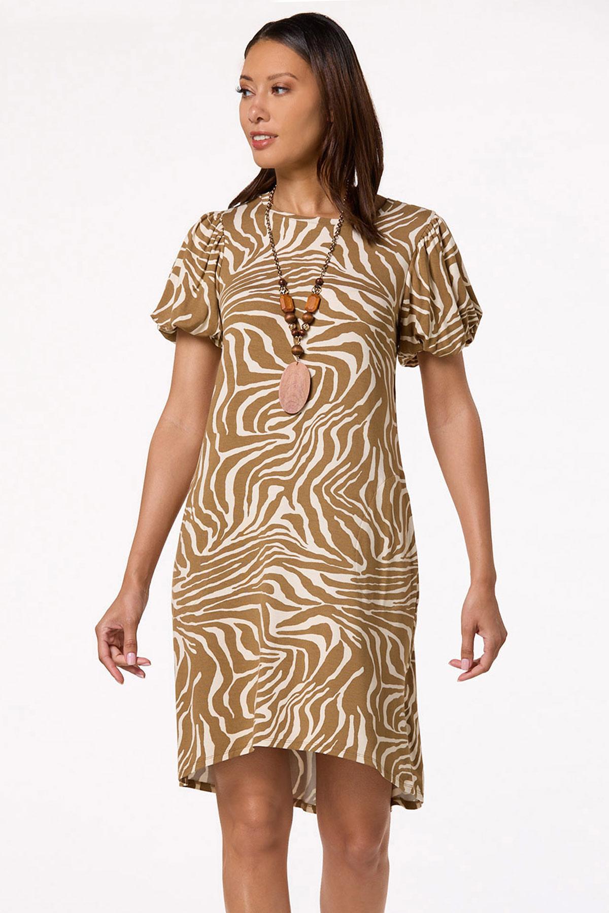 Animal Bubble Sleeve T-Shirt Dress