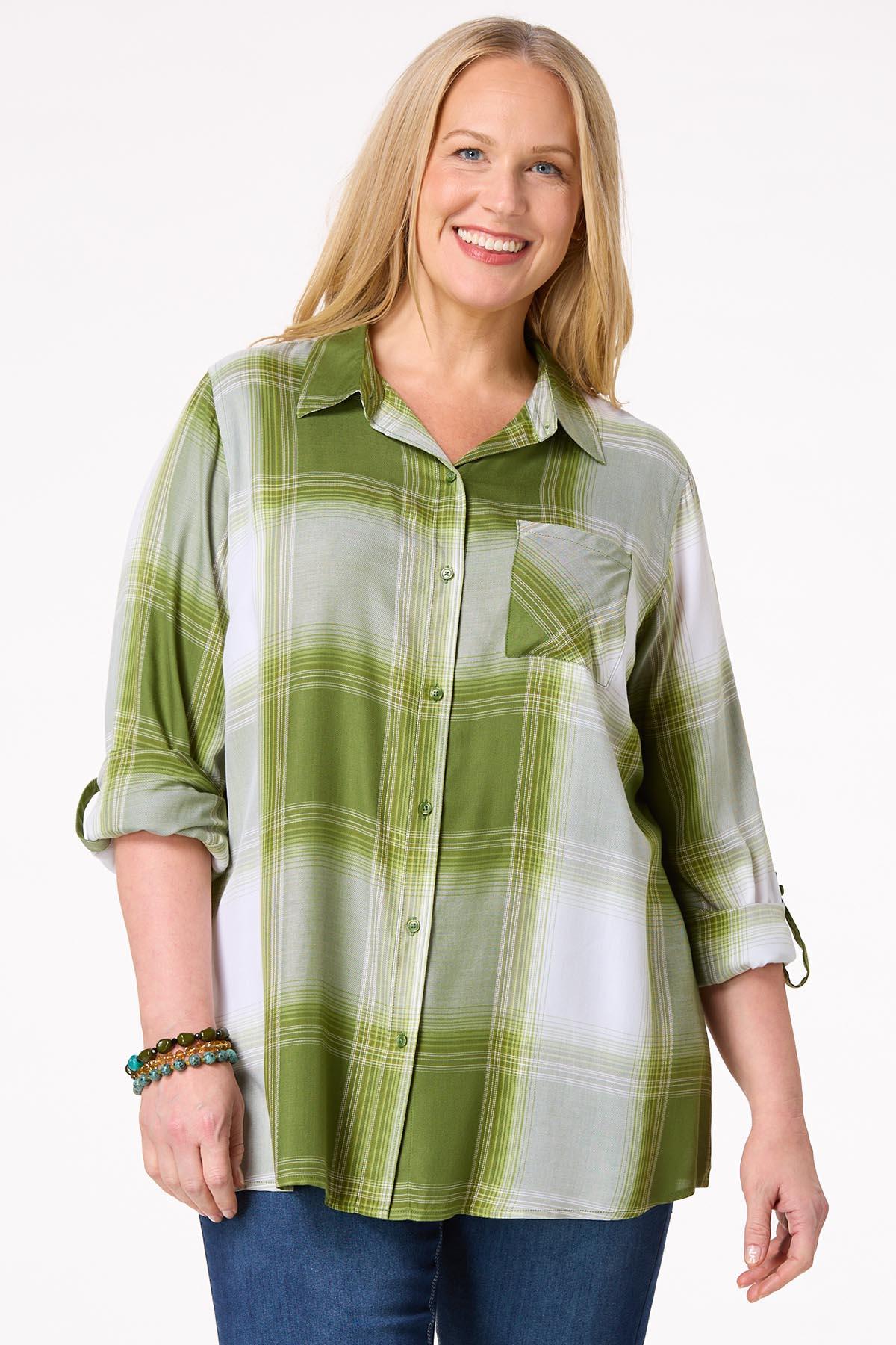 Plus Size Green Plaid Tunic