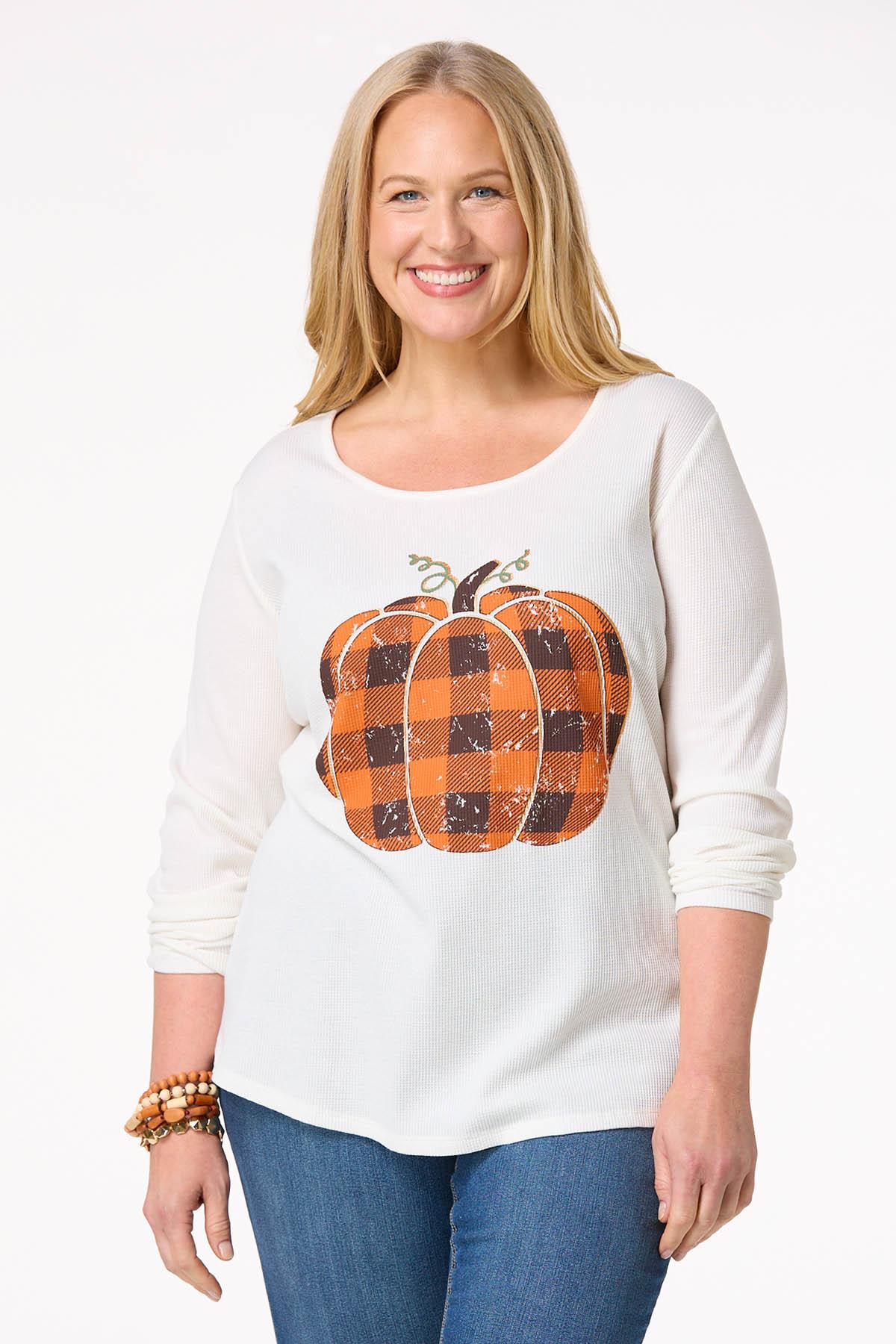 Plus Size Buffalo Check Pumpkin Top