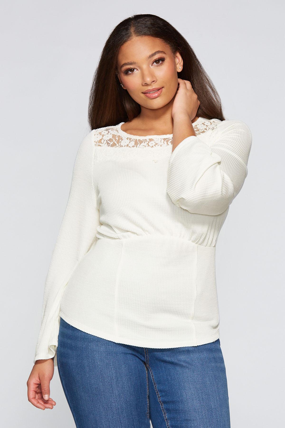 Plus Size Contour Lace Trim Corset Top