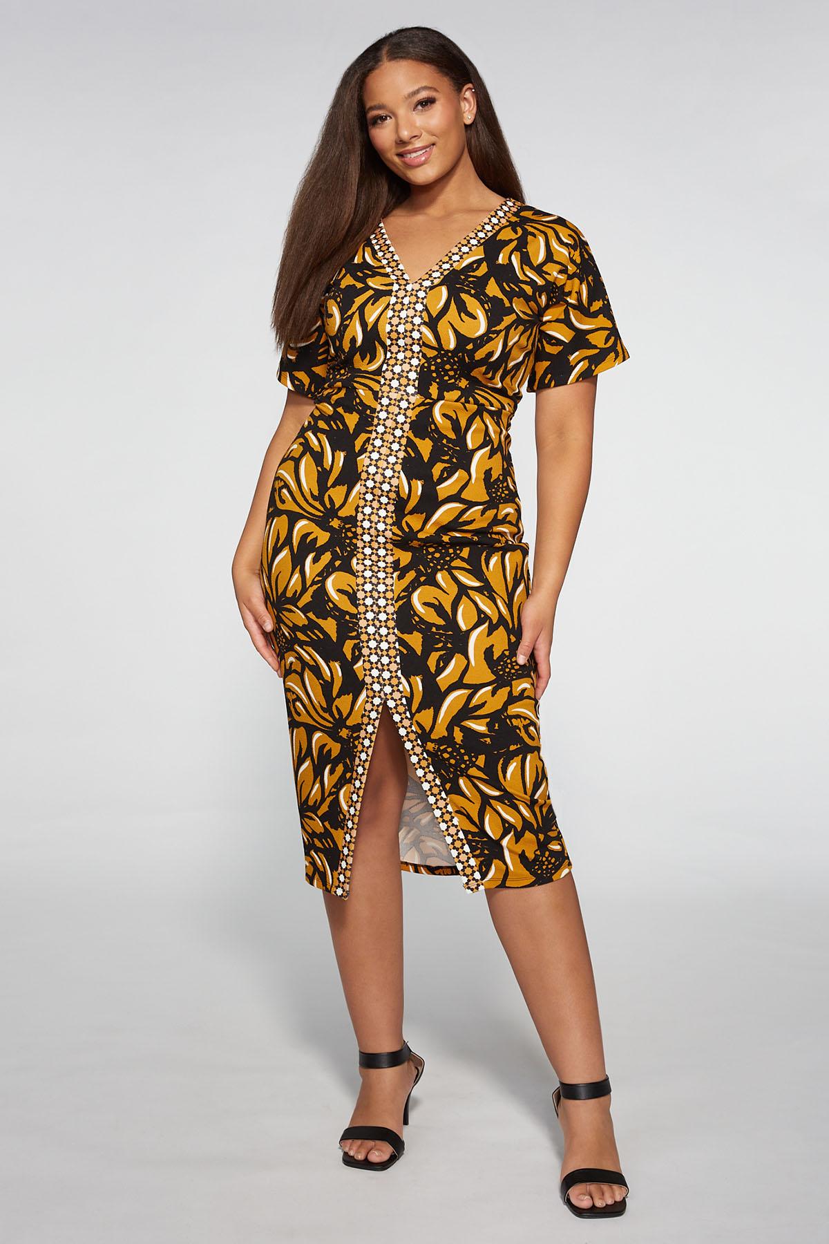 Plus Size Contour Twin Print Dress