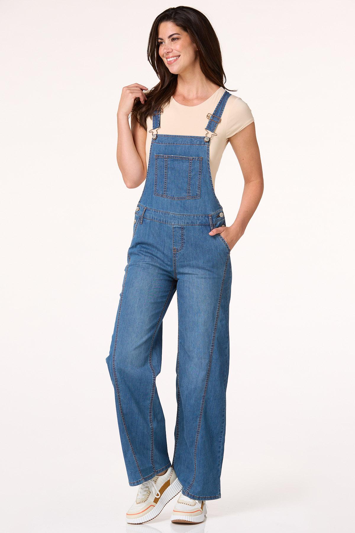 Wide Leg Denim Overalls