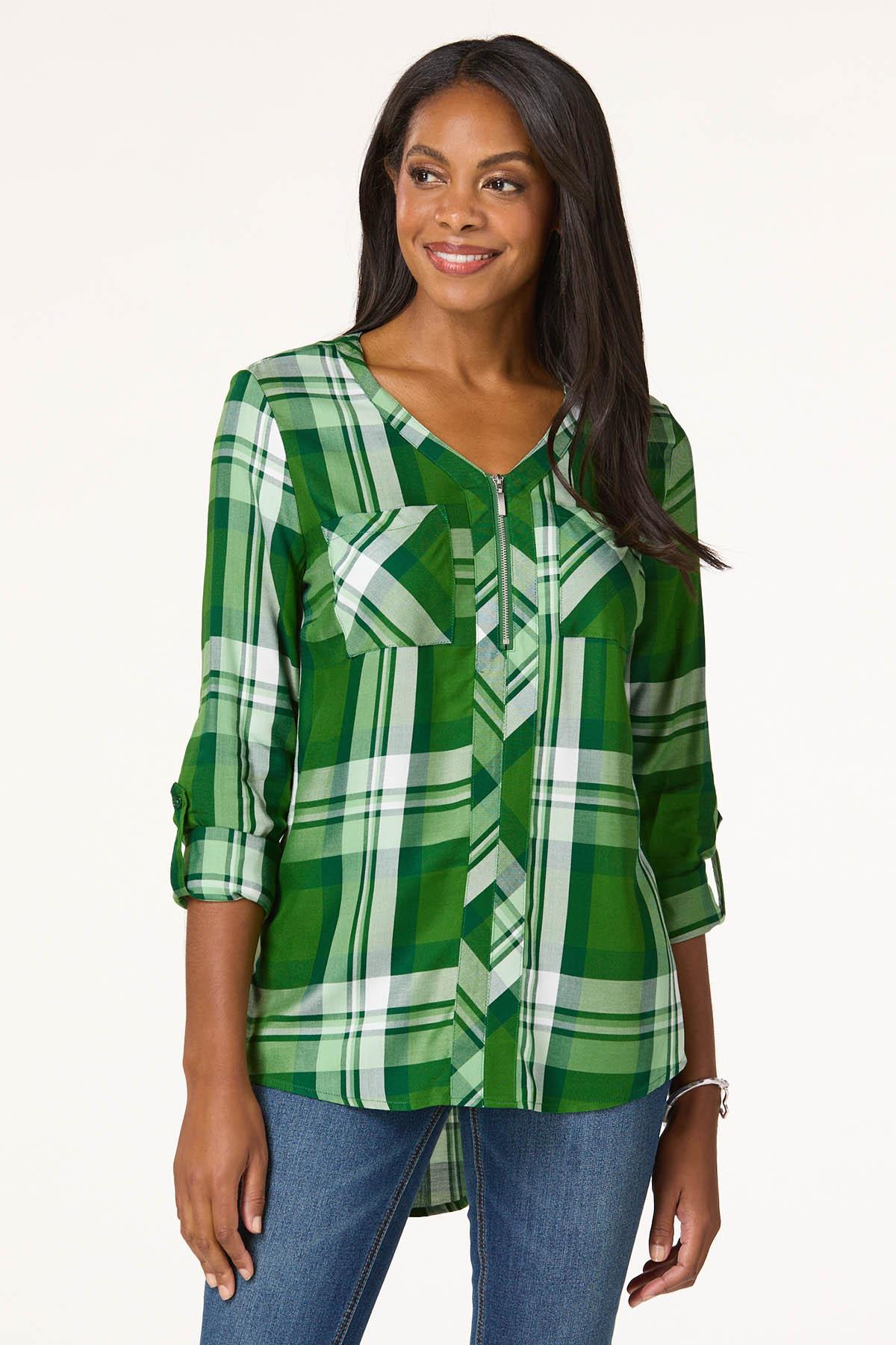 Plaid Zip Front Equipment Top