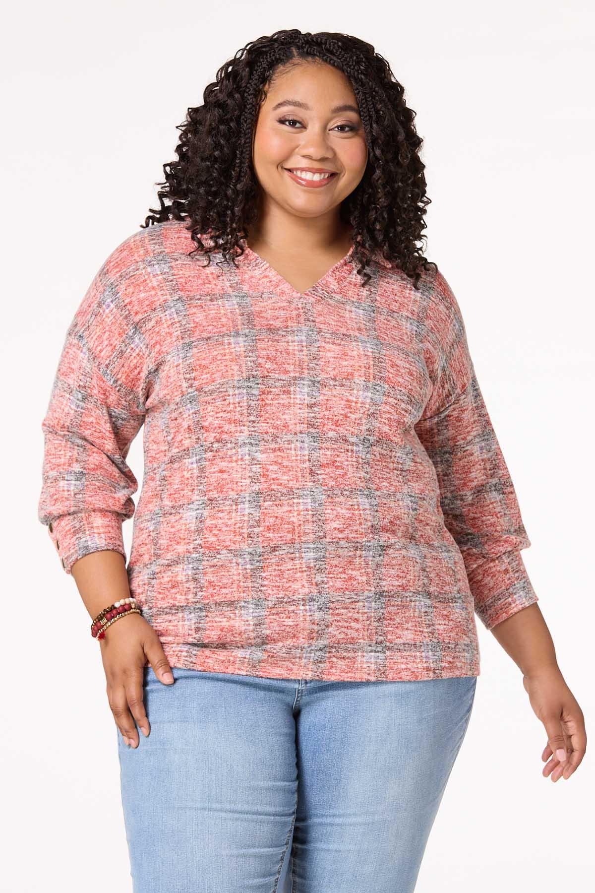 Plus Size Plaid Collared Shirt