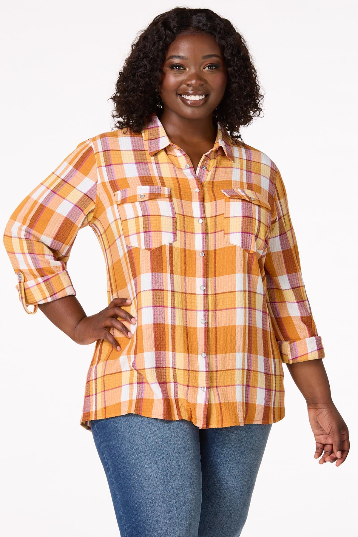 Plus Size Desert Sun Plaid Shirt