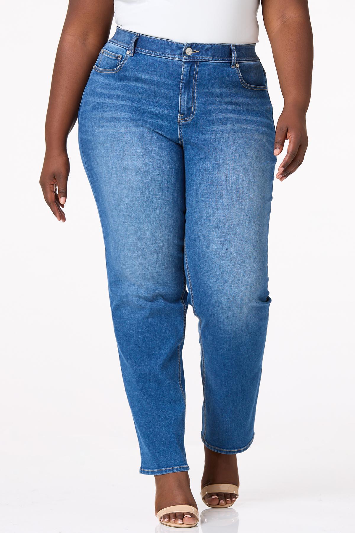 Plus Size Mid Rise Faded Blue Jeans