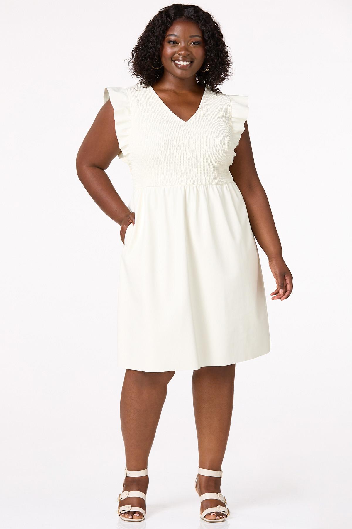 Plus Size Ruffled Faux Leather Dress