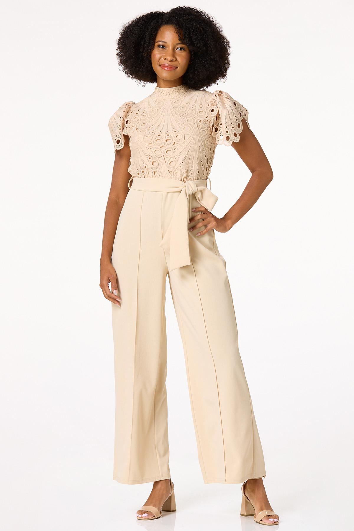 Lacy Mock Neck Jumpsuit