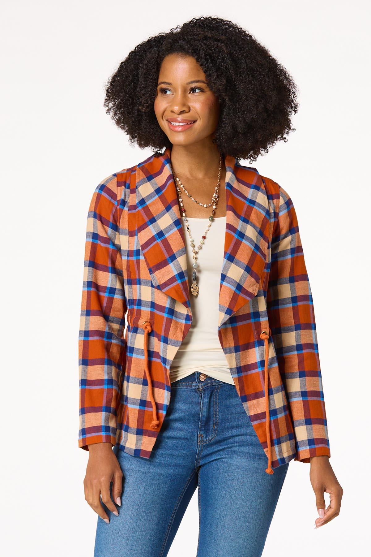 Plaid Tie Waist Shirt