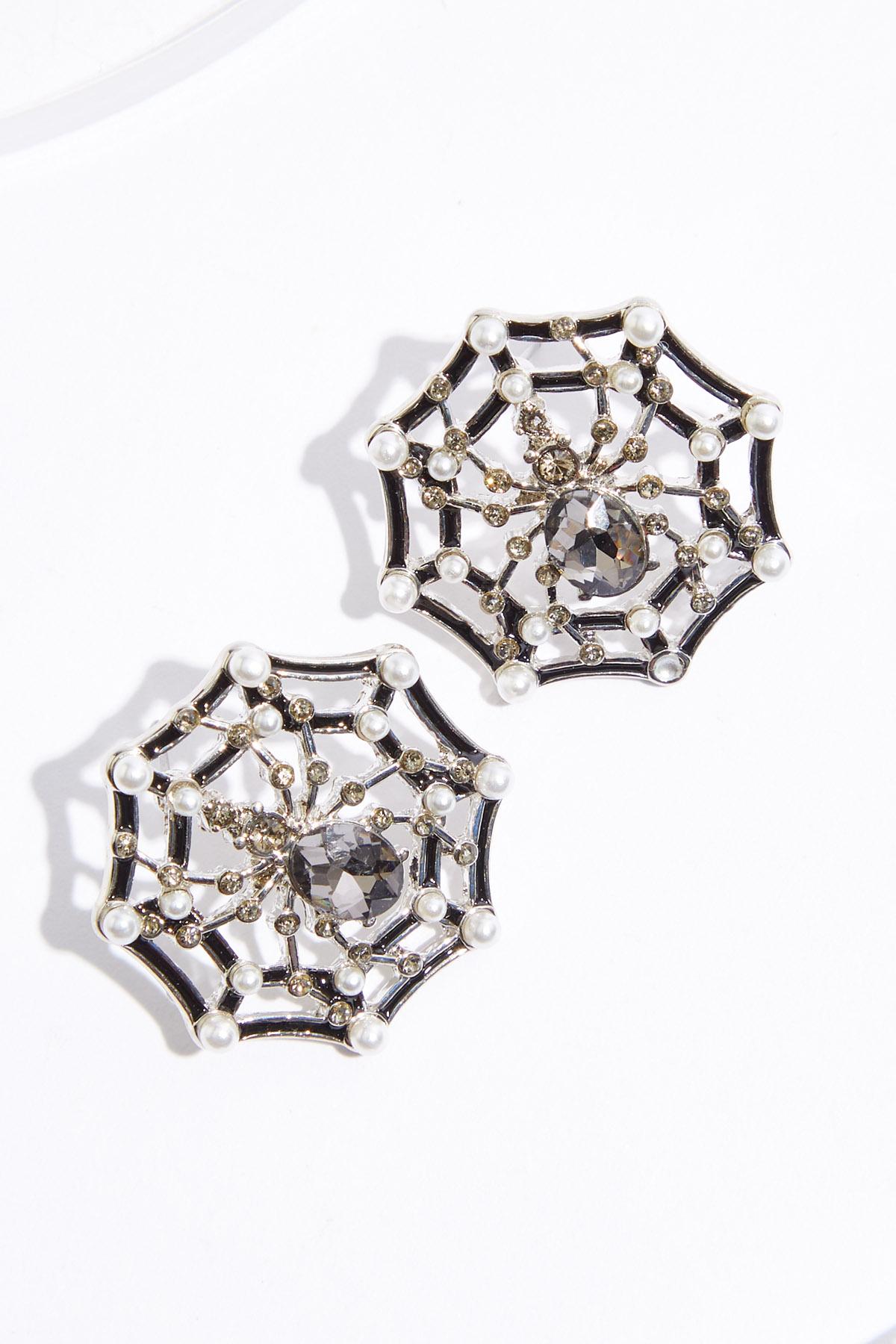 Spider Web Button Earrings