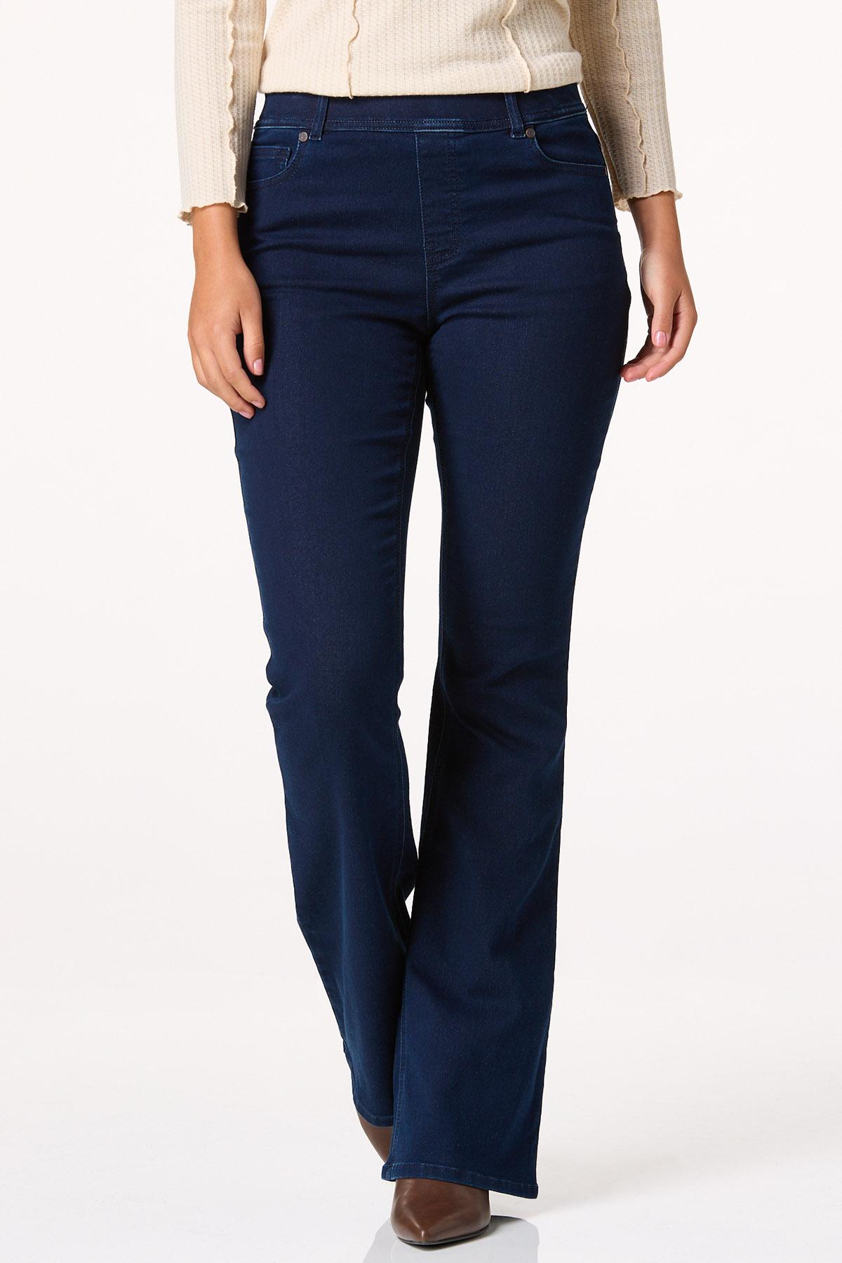 High Rise Pull-On Flare Leg Jeans