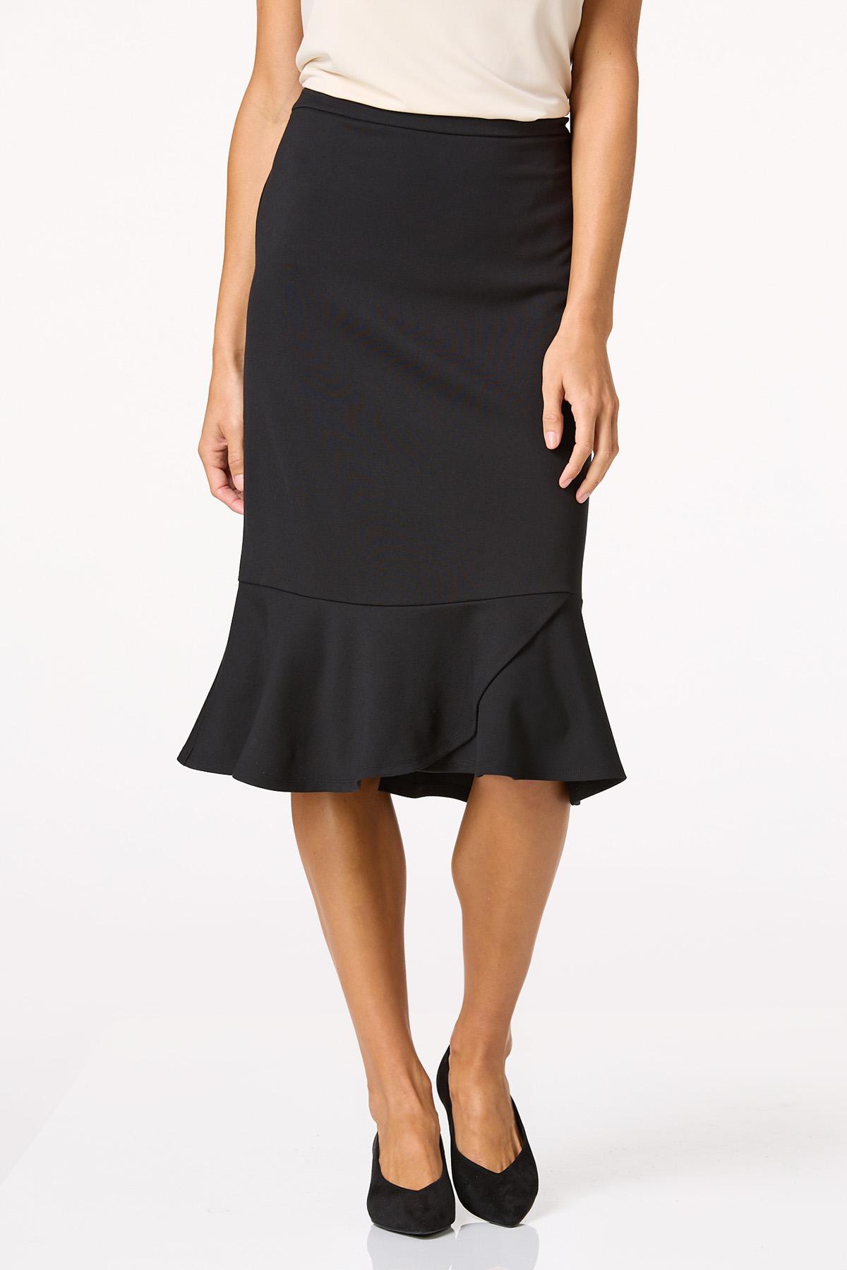 Ponte Flounced Hem Skirt