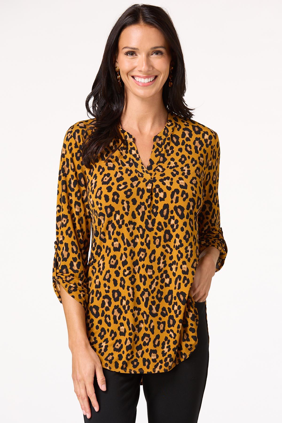 Leopard Scrunch Sleeve Top