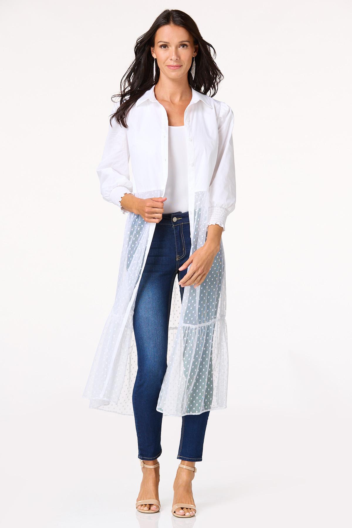 Dotted Mesh Poplin Duster