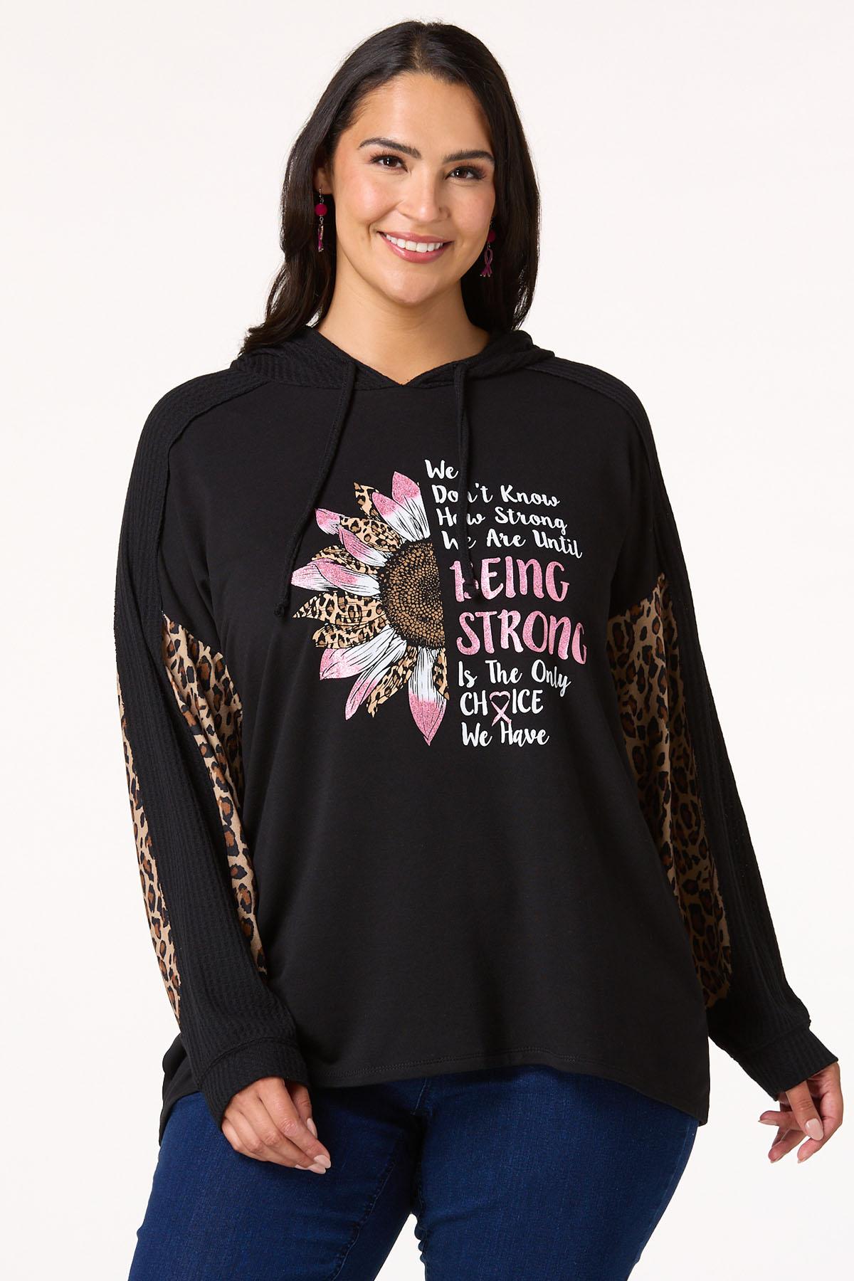 Plus Size Being Strong Hooded Top