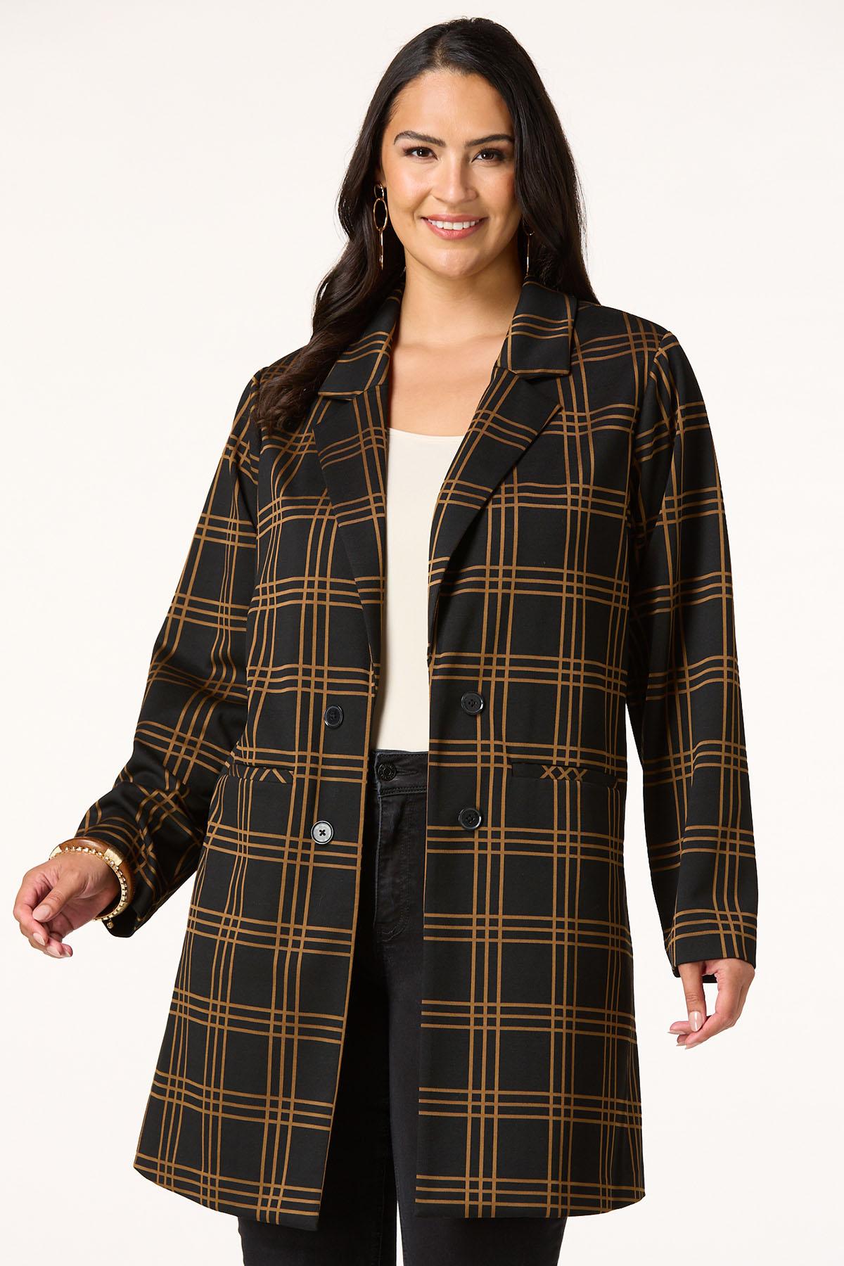 Plus Size Black Check Topper