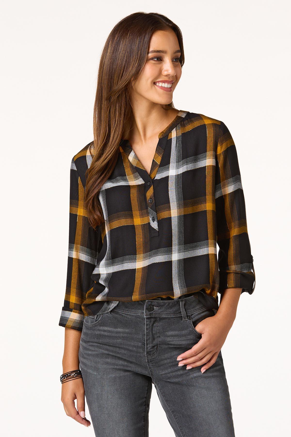 Plaid Herringbone Top