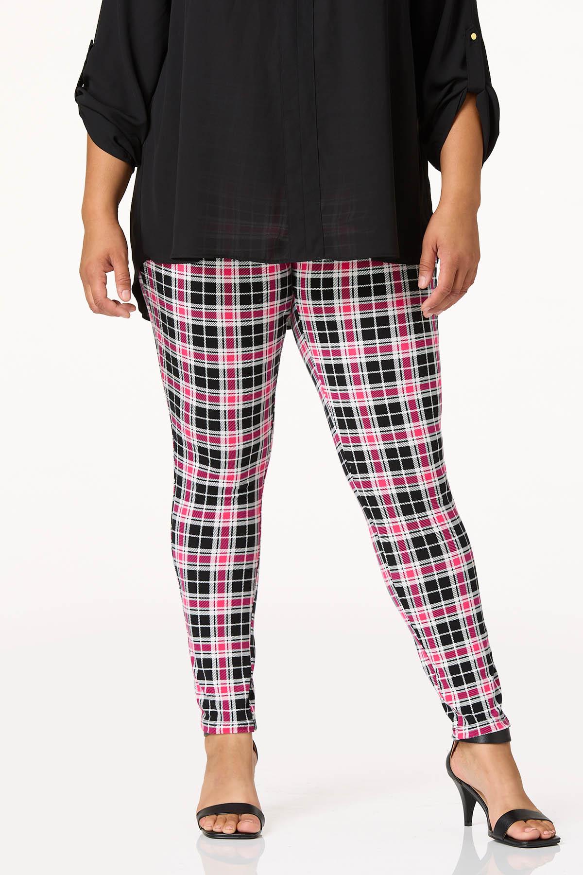 Plus Size Pink Plaid Leggings