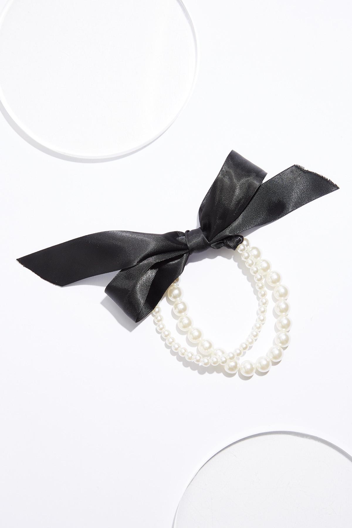 Satin Bow Pearl Bracelet