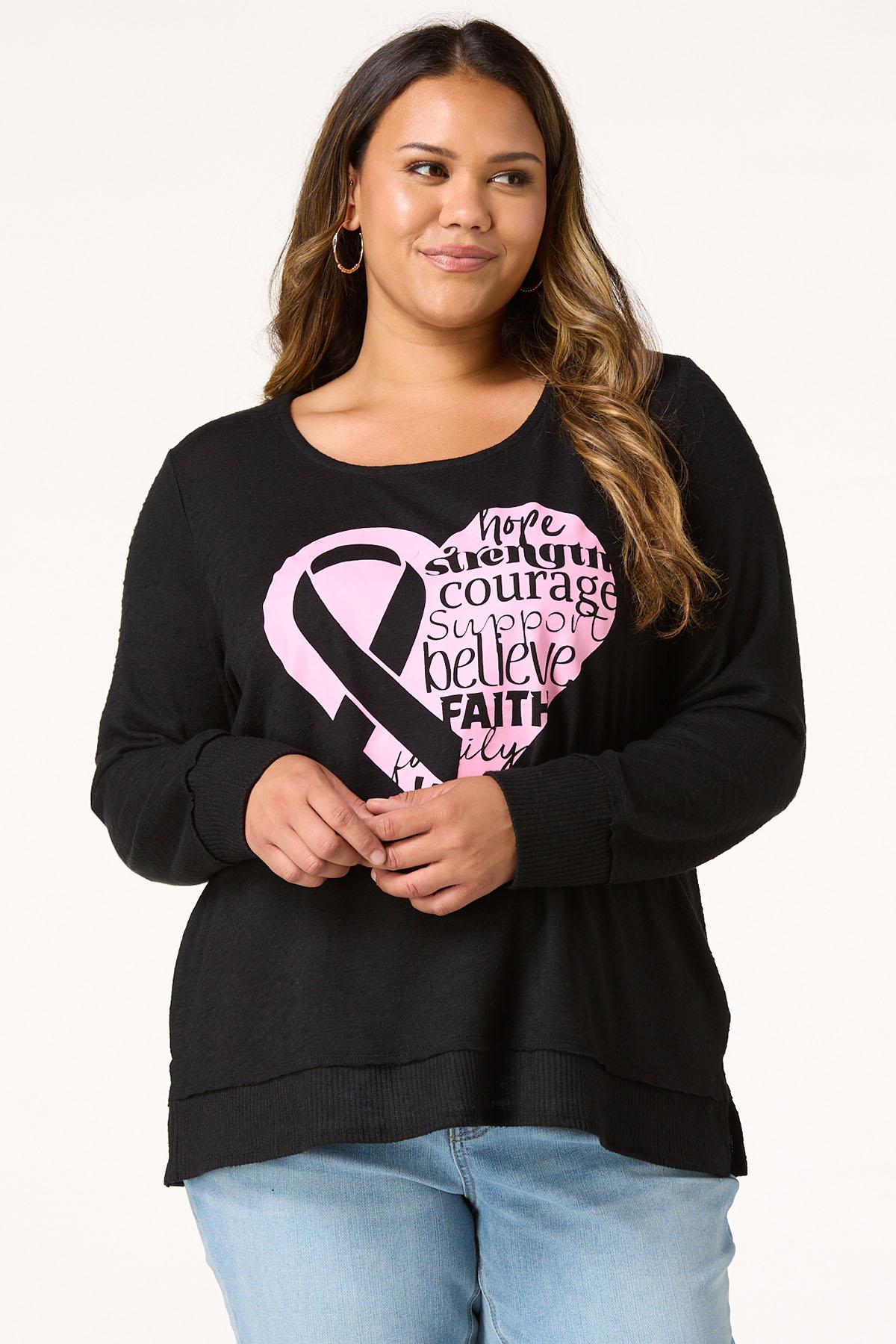 Plus Size Pink Ribbon Heart Top