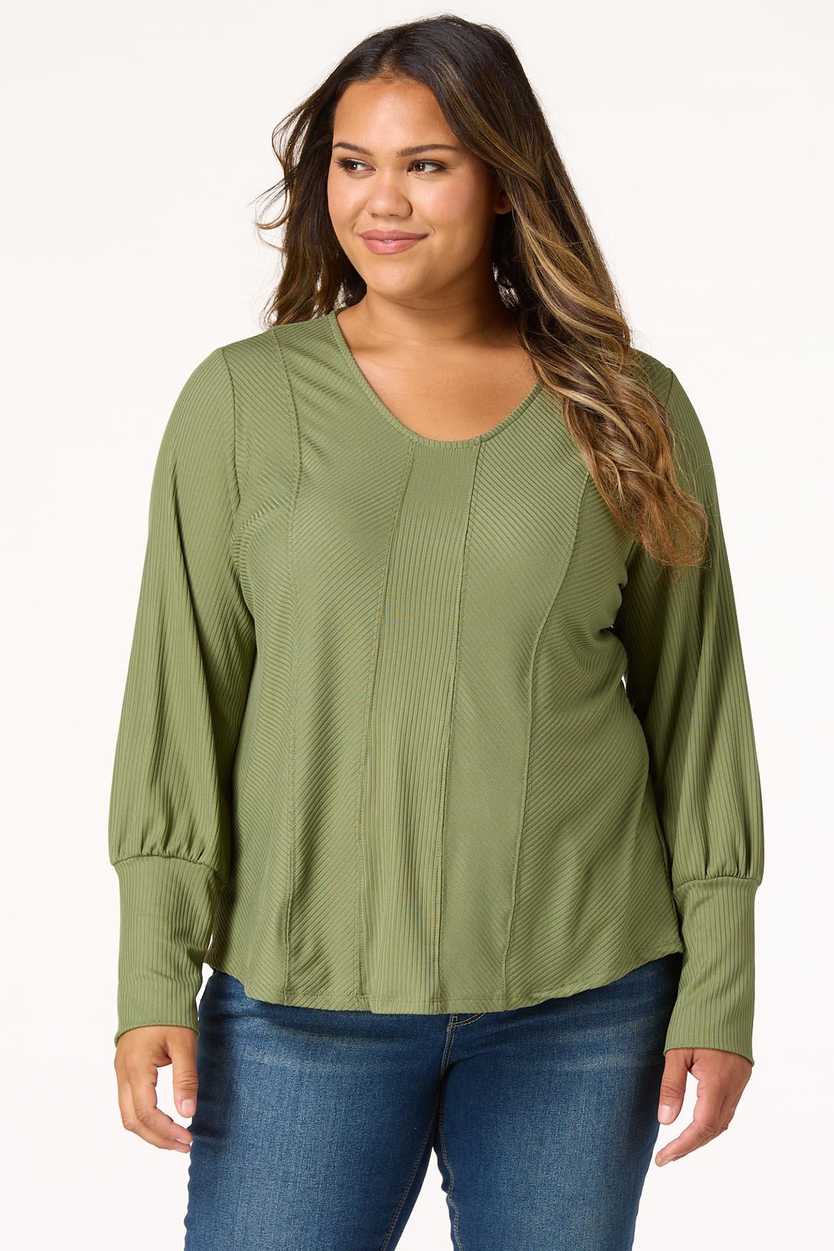 Plus Size Ribbed Panel Top