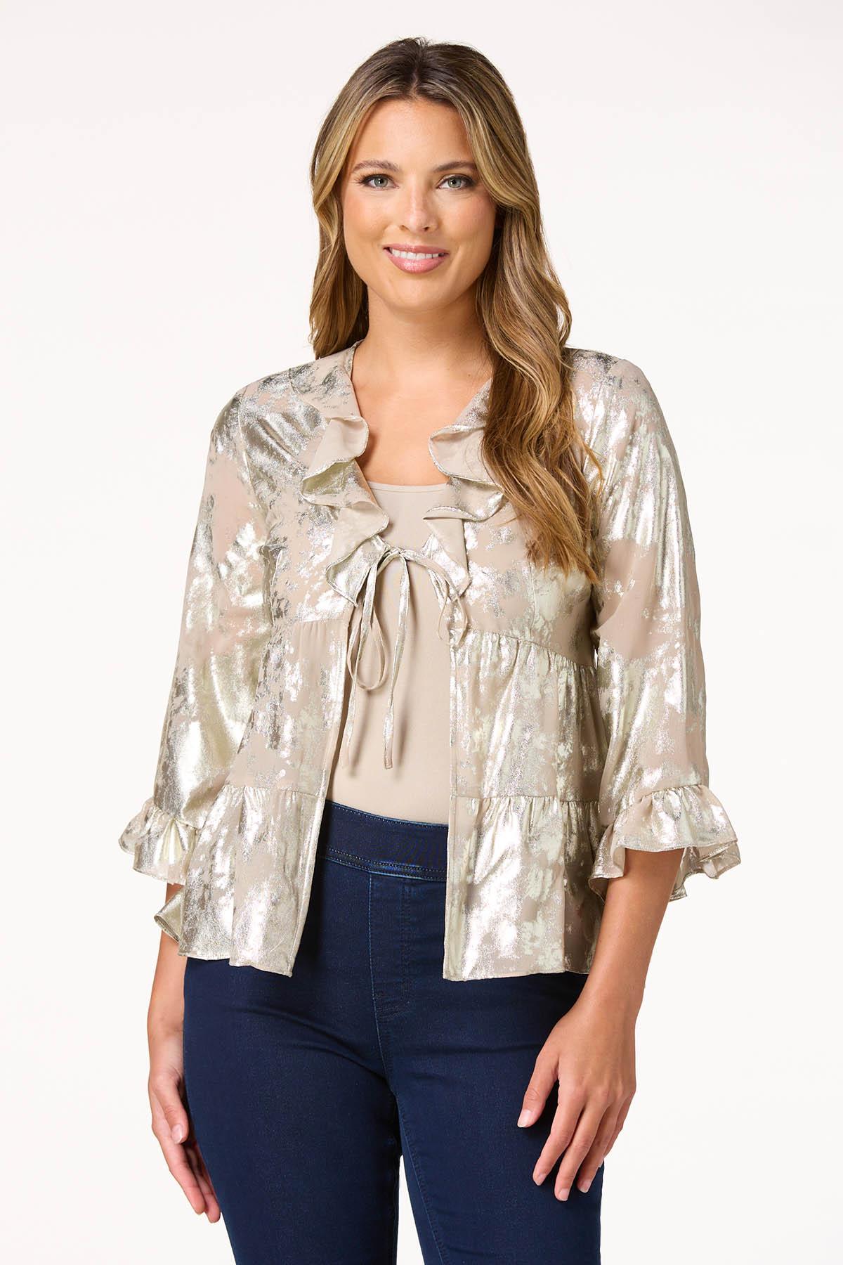 Ruffled Metallic Tie Top