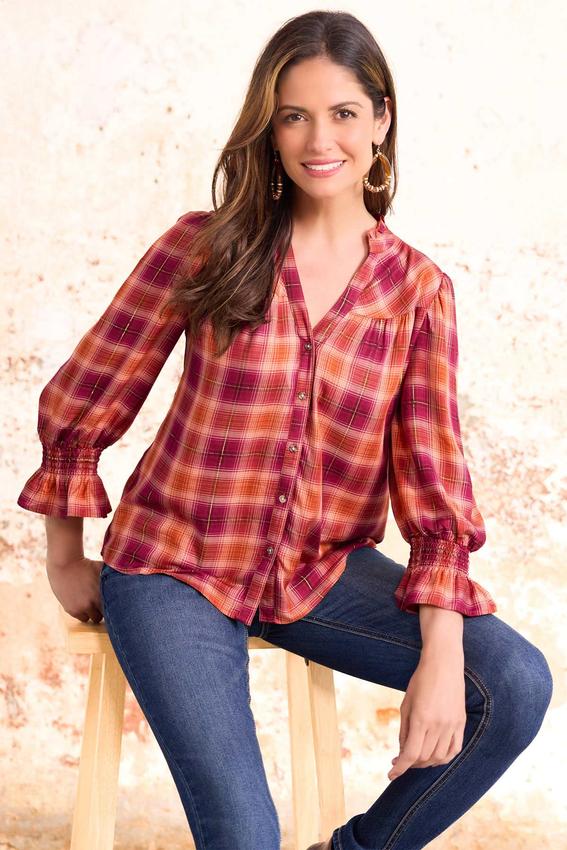 Ruffled Plaid Top