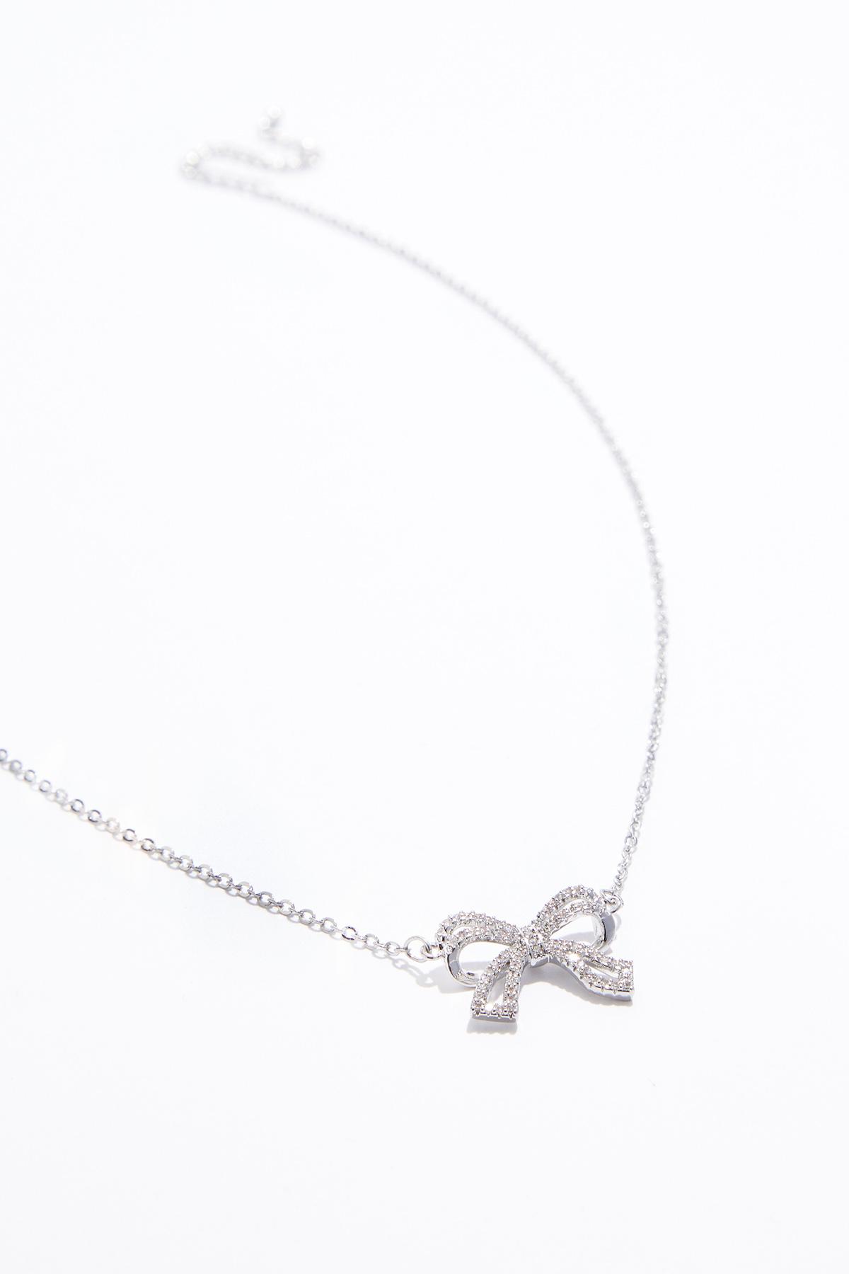 Cubic Zirconia Delicate Bow Necklace