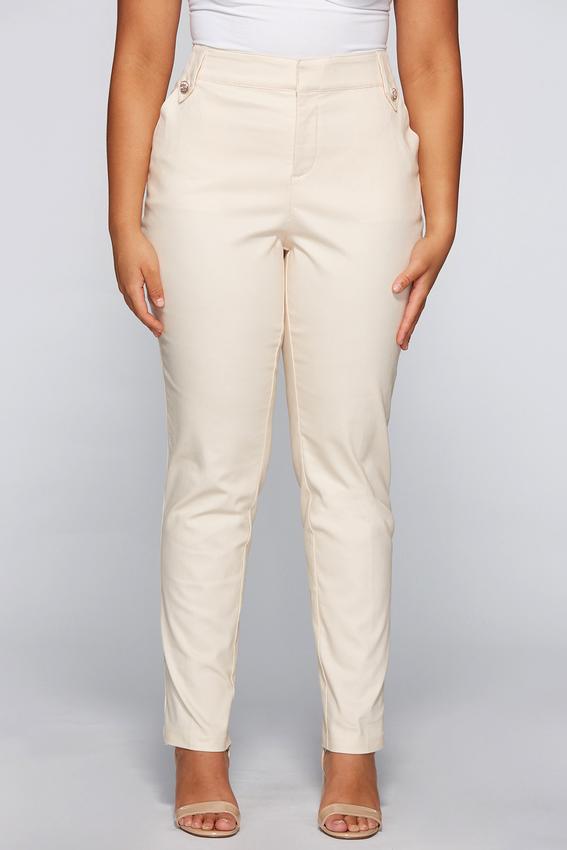 Plus Size Contour Sailor Button Twill Pants