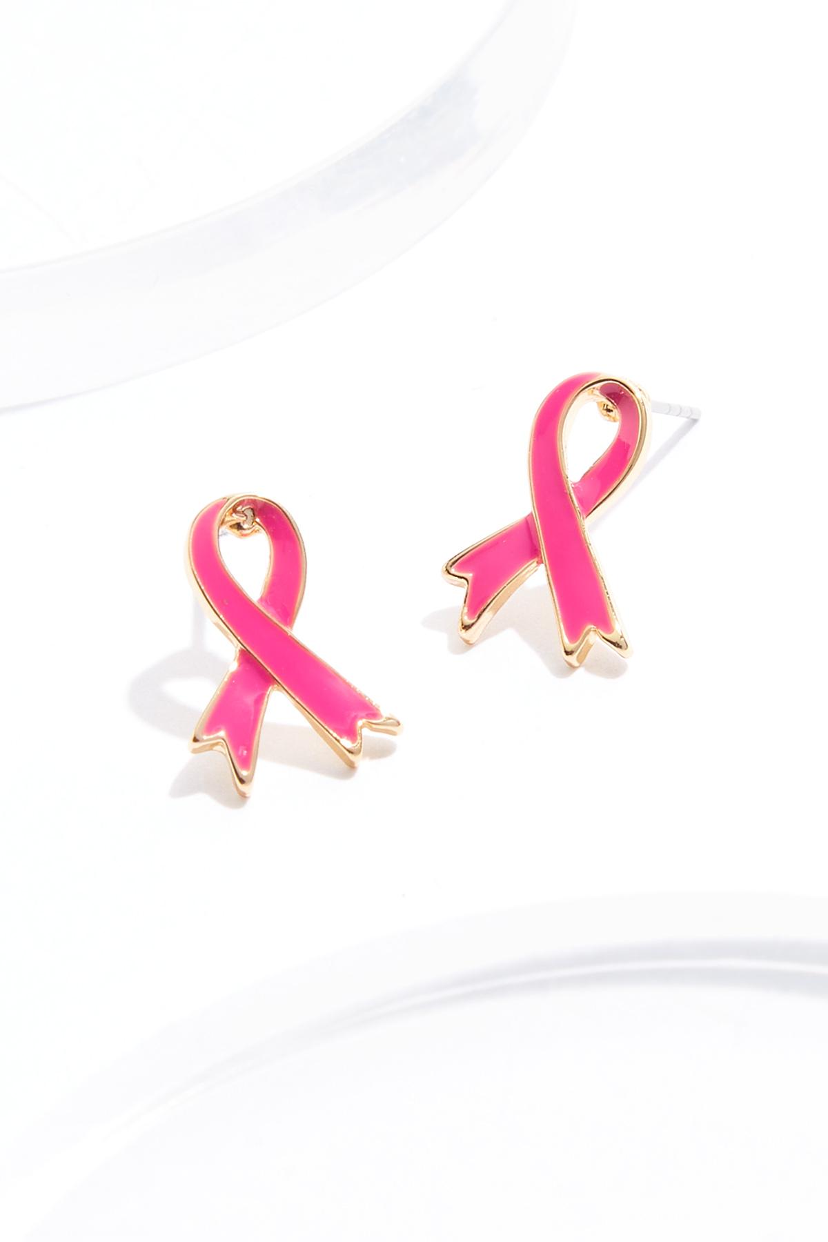 Awareness Ribbon Button Earrings