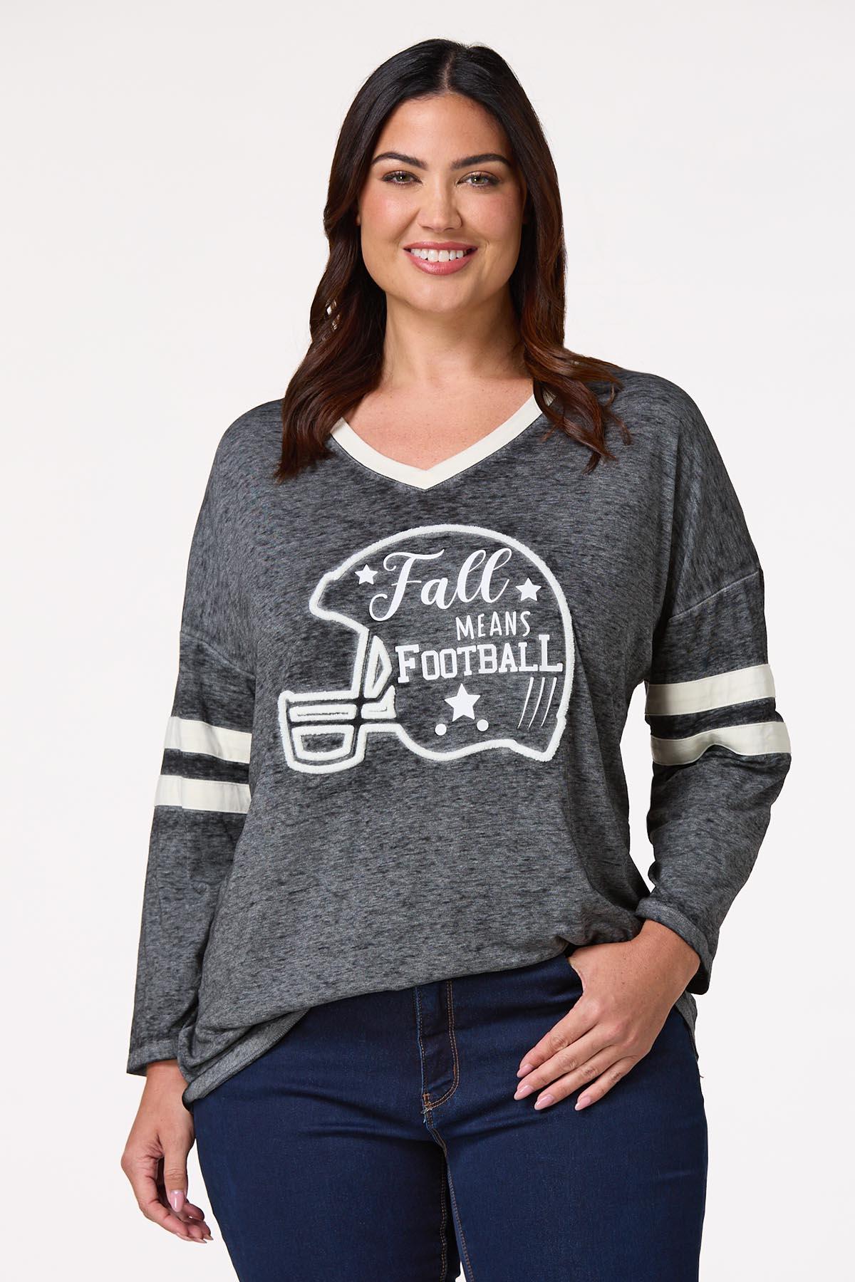 Plus Size Textured Fall Means Football Top