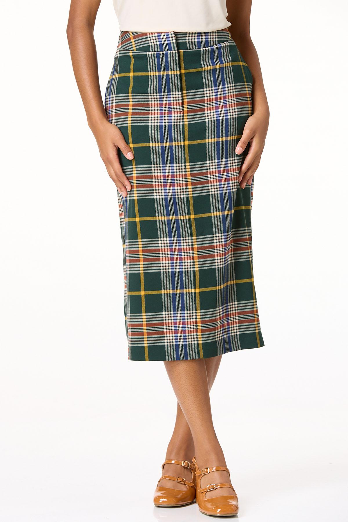 Preppy Plaid Pencil Skirt