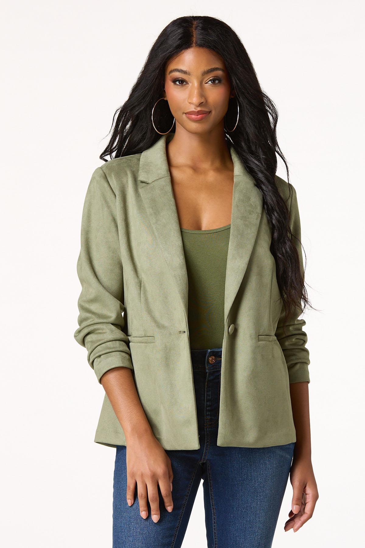 Olive Faux Suede Blazer