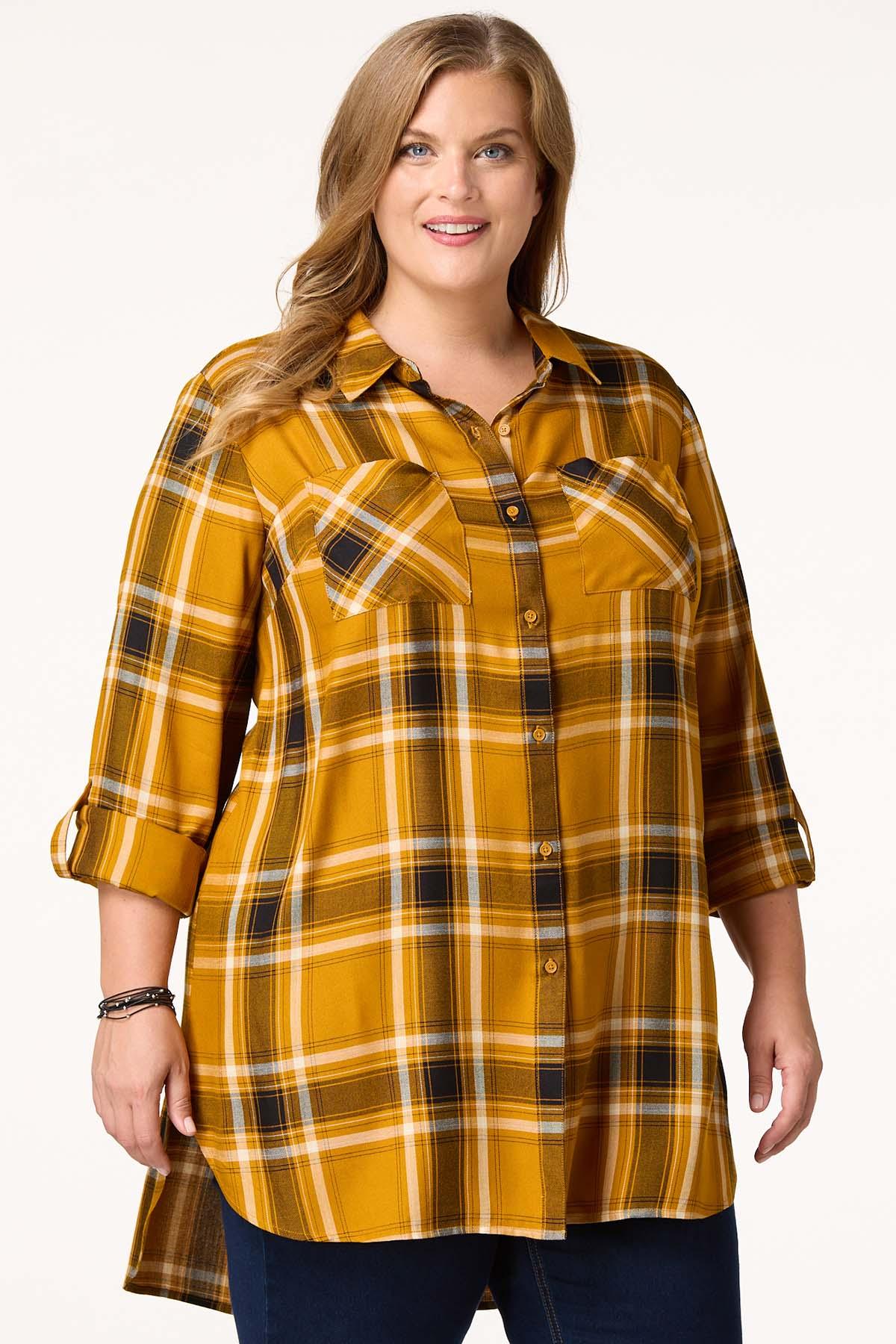 Plus Size Caramel Brown Plaid Tunic