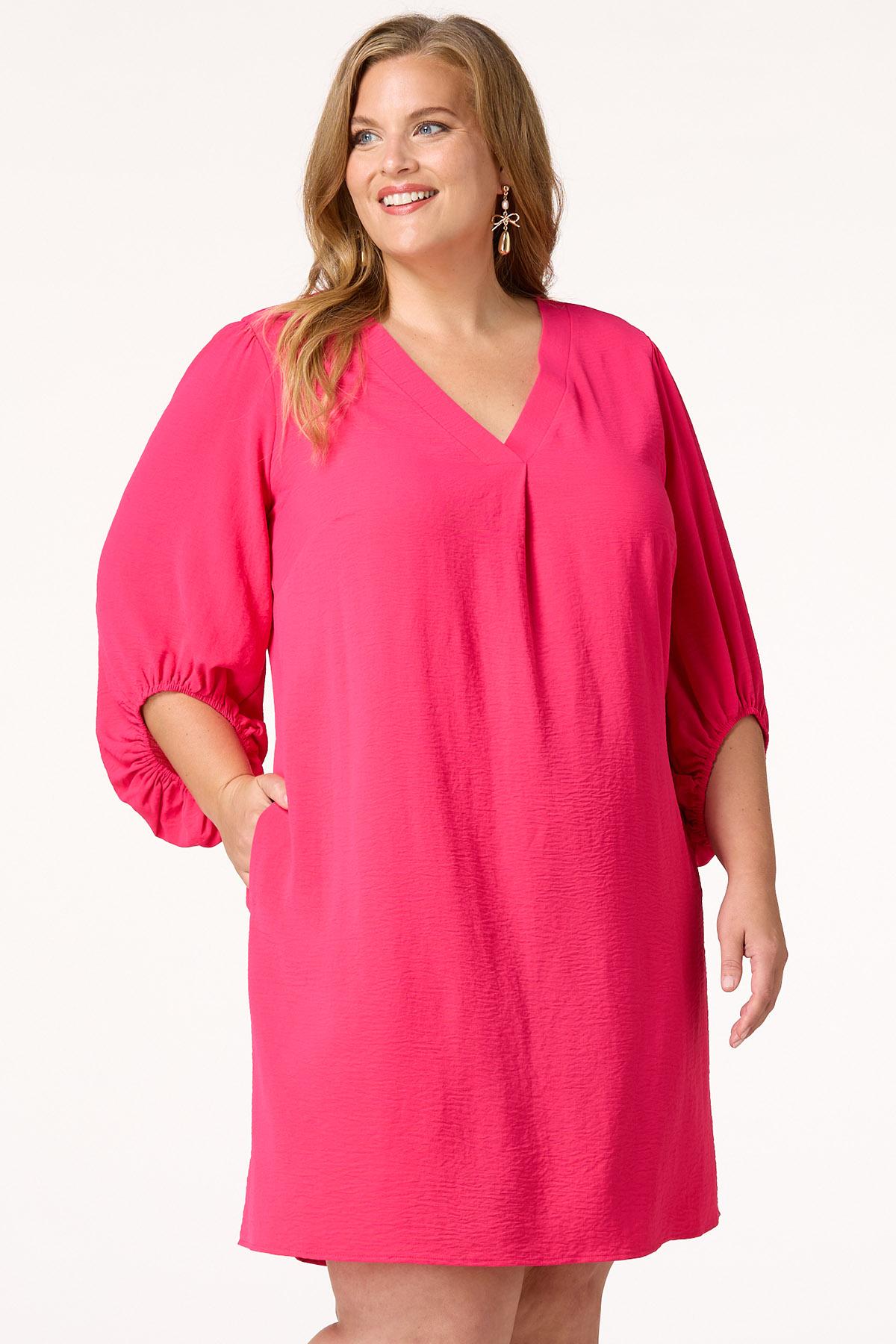 Plus Size Balloon Sleeve Shift Dress