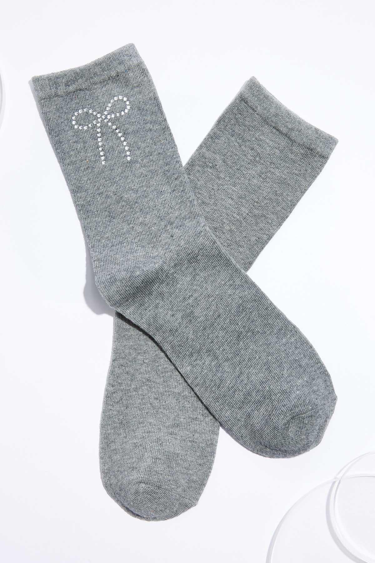 Rhinestone Bow Socks