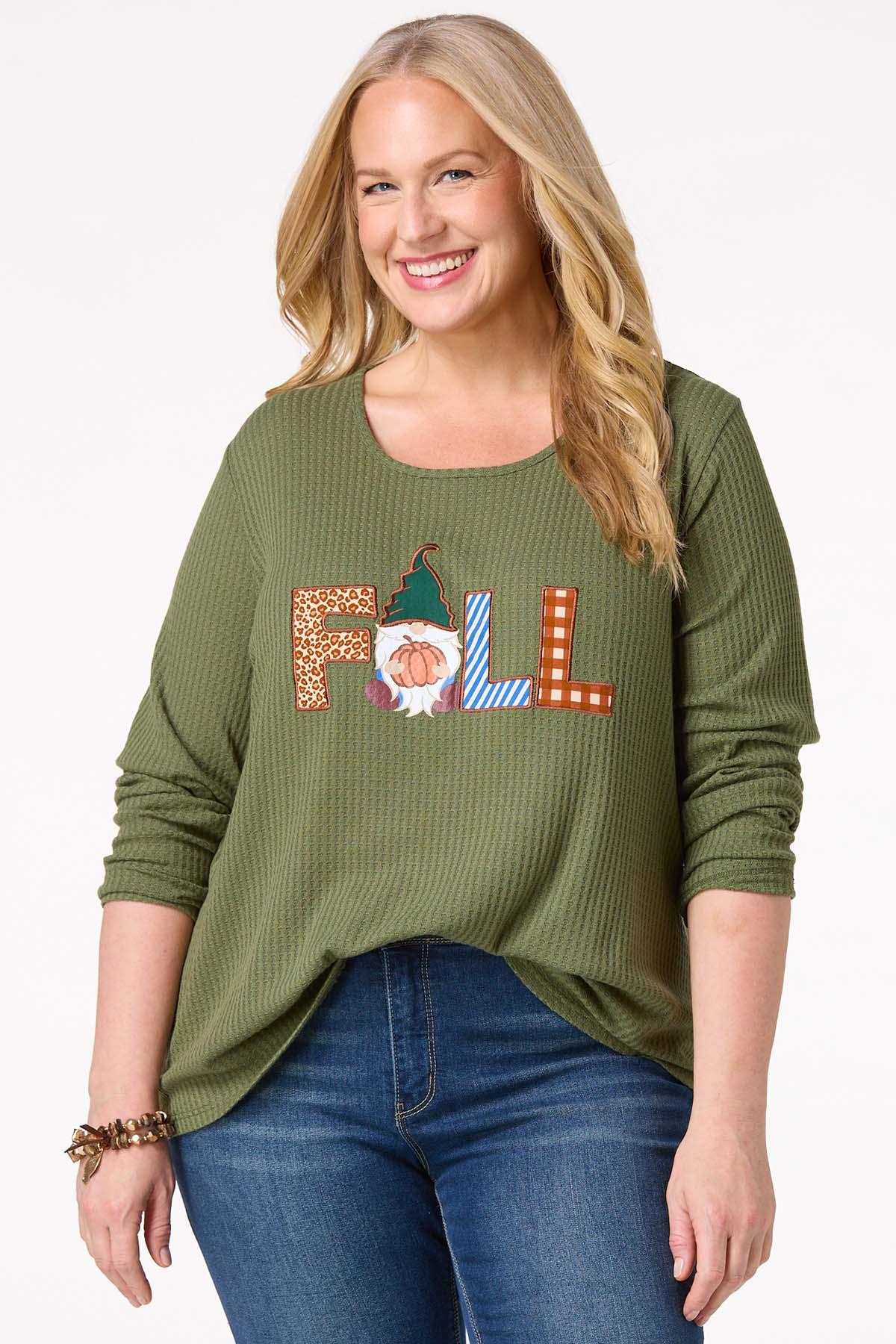 Plus Size Fall Gnome Waffle Top