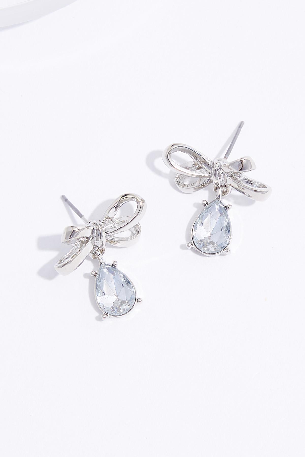 Bow Glass Stone Earrings